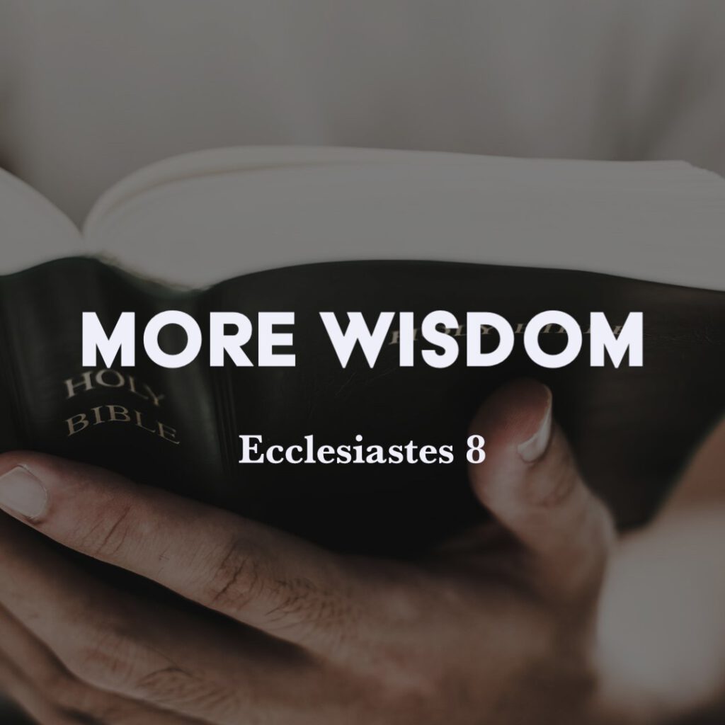 Ecclesiastes 8: More Wisdom – God Centered Life